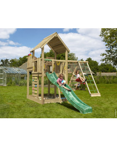 Jungle Palace | Houten speeltoestel met schommel & klimnet