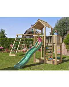 Jungle Mansion | Houten speeltoestel met schommels & klimnet