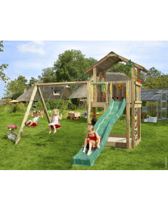 Jungle Chalet | Houten speeltoestel met dubbele schommel