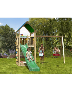 Jungle Lodge | Houten speeltoestel met dubbele schommel