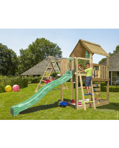 Jungle Cubby | Houten speeltoestel met schommel & klimnet