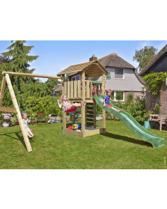Jungle Cottage | Houten speeltoestel met dubbele schommel