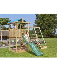 Jungle Hut | Houten speeltoestel met schommel & klimnet