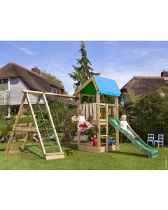 Jungle Home | Houten speeltoestel met schommel & klimnet