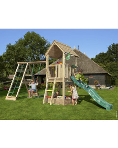 Jungle Club | Houten speeltoestel met schommel & klimnet