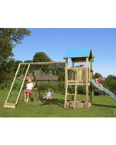 Jungle Castle | Houten speeltoestel met schommels & klimnet