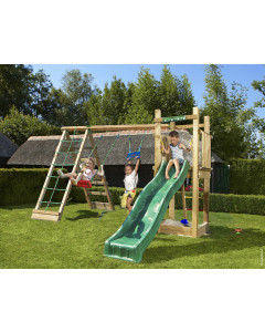 Jungle Tower | Houten speeltoestel met schommels & klimnet