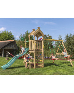 Jungle Teepee | Houten speeltoestel met dubbele schommel