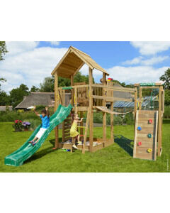 Jungle Palace | Houten speeltoestel met glijbaan & Wiebelbrug