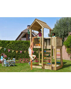 Jungle Mansion | Houten speeltoestel met brandweerpaal