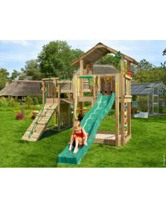 Jungle Chalet | Houten speeltoestel met glijbaan & Wiebelbrug