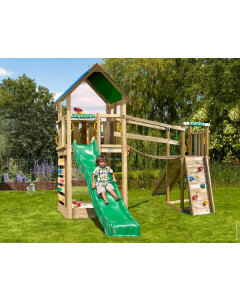 Jungle Lodge | Houten speeltoestel met glijbaan & Wiebelbrug