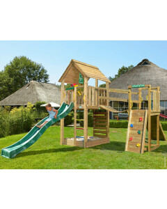Jungle Cabin | Houten speeltoestel met glijbaan & Wiebelbrug