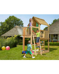 Jungle Cubby | Houten speeltoestel met brandweerpaal