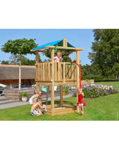 Jungle Hut | Houten speeltoestel met brandweerpaal