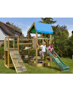 Jungle Home | Houten speeltoestel met glijbaan & Wiebelbrug