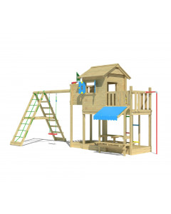Jungle Clubhouse | Houten speeltoestel met schommel & klimnet