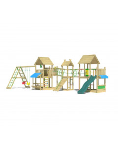 Jungle Gazebo XXL | Houten speeltoestel met dubbele schommel