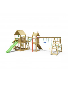 Jungle Pavillon | Houten speeltoestel met schommels & klimnet