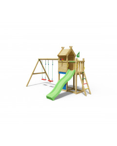 Jungle Casa | Houten speeltoestel met dubbele schommel