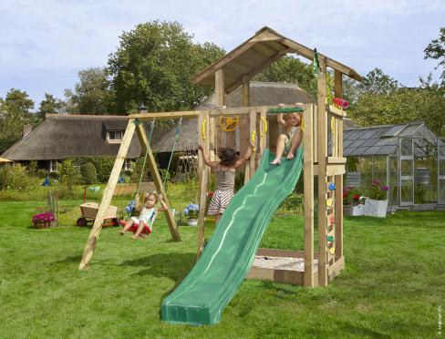 Jungle Chalet | Houten speeltoestel met schommel