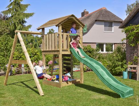 Jungle Cottage | Houten speeltoestel met schommel