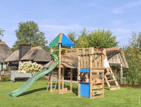 Jungle Explorer | Houten speeltoestel met schommel & klimnet