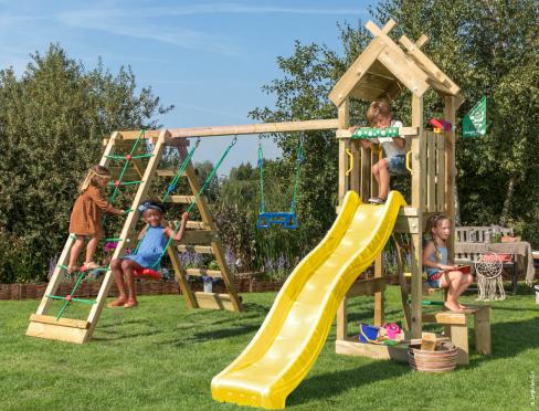 Jungle Totem | Houten speeltoestel met schommels & klimnet