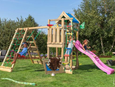 Jungle Explorer | Houten speeltoestel met schommels & klimnet