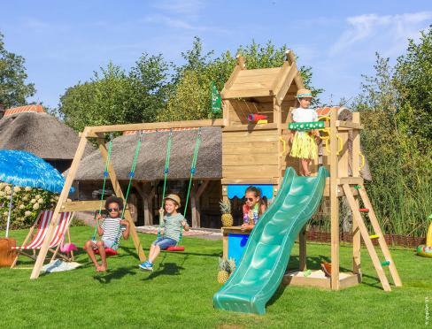 Jungle Casa | Houten speeltoestel met dubbele schommel