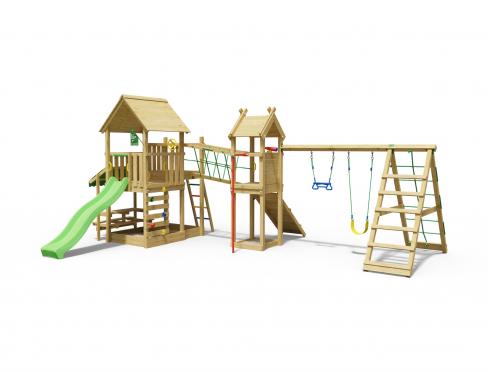 Jungle Pavillon | Houten speeltoestel met schommels & klimnet