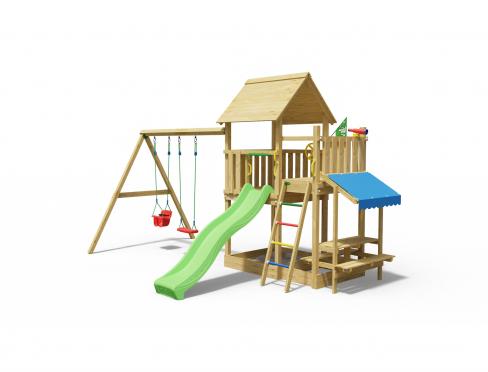 Jungle Lagoon | Houten speeltoestel met dubbele schommel